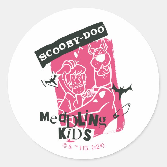 Shaggy und Scooby Doo Meddling Kids Punk Kontur Runder Aufkleber (Vorderseite)