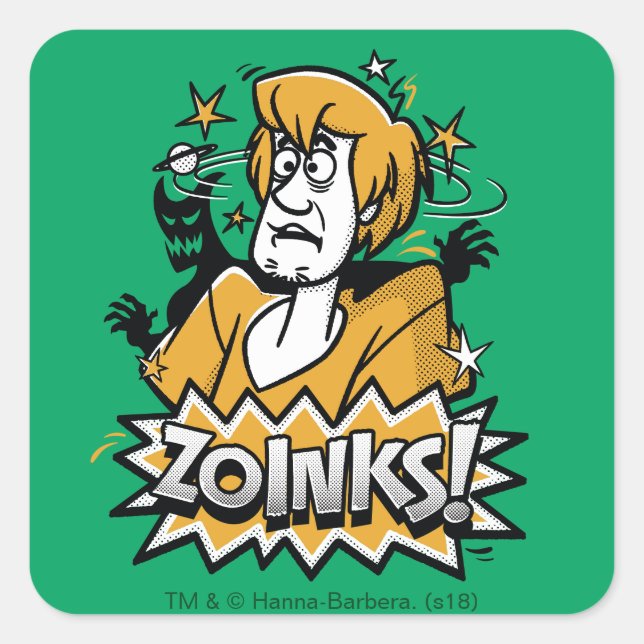 Shaggy "Zoinks"! Halftone Graphic Quadratischer Aufkleber (Vorderseite)