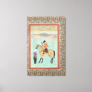 Shah Abbas auf einem Pferd, das einen Falken hält Leinwanddruck