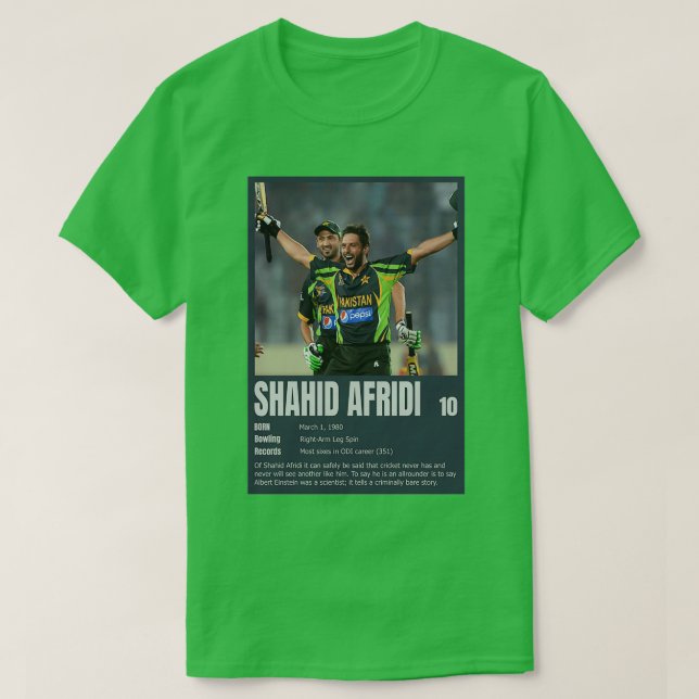 Shahid Afridi Pakistani Cricketer Pakistan Cricket T-Shirt (Design vorne)