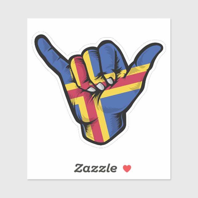 Shaka Hand Aland Flag Good Vibes Sticker (Blatt)