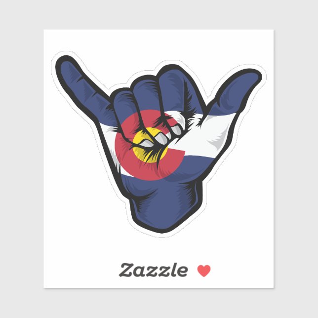 Shaka Hand Colorado Flag Gute Vibes Aufkleber (Blatt)