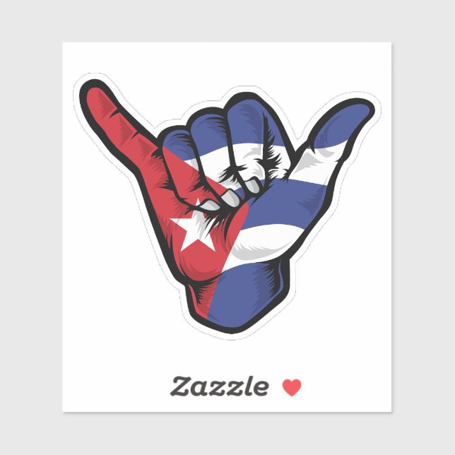 Shaka Hand Cuba Flag Good Vibes Sticker (Blatt)