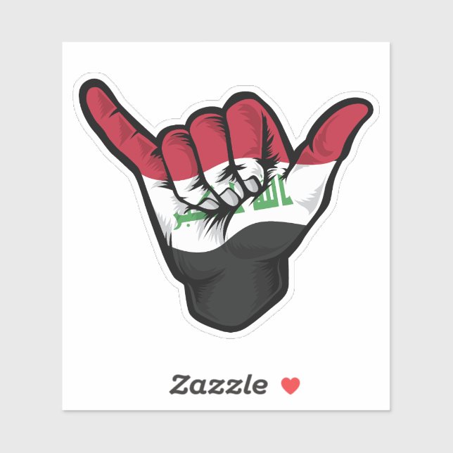 Shaka Hand Iraq Flag Good Vibes Sticker (Blatt)