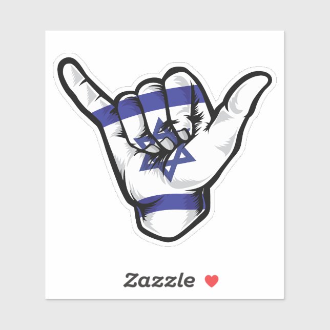 Shaka Hand Israel Flag Good Vibes Sticker (Blatt)