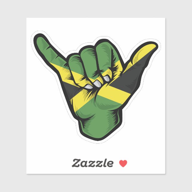 Shaka Hand Jamaica Flag Good Vibes Sticker (Blatt)