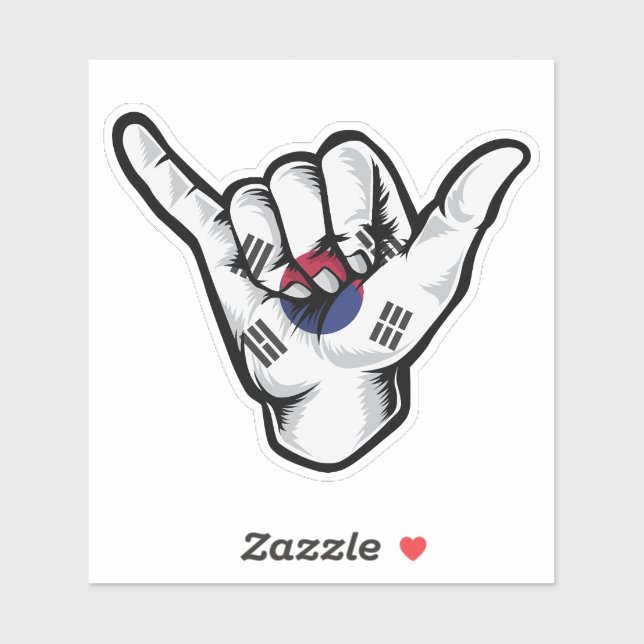 Shaka Hand Korea Flag Good Vibes Sticker (Blatt)