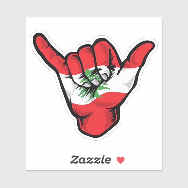 Shaka Hand Libanon Flag Good Vibes Sticker (Blatt)