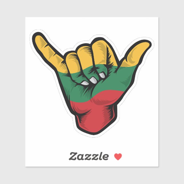 Shaka Hand Litauen Flag Good Vibes Sticker (Blatt)
