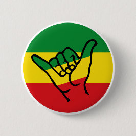 Shaka Hand mit Reggae-Farben Button