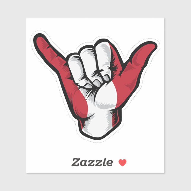 Shaka Hand Peru Flag Good Vibes Sticker (Blatt)