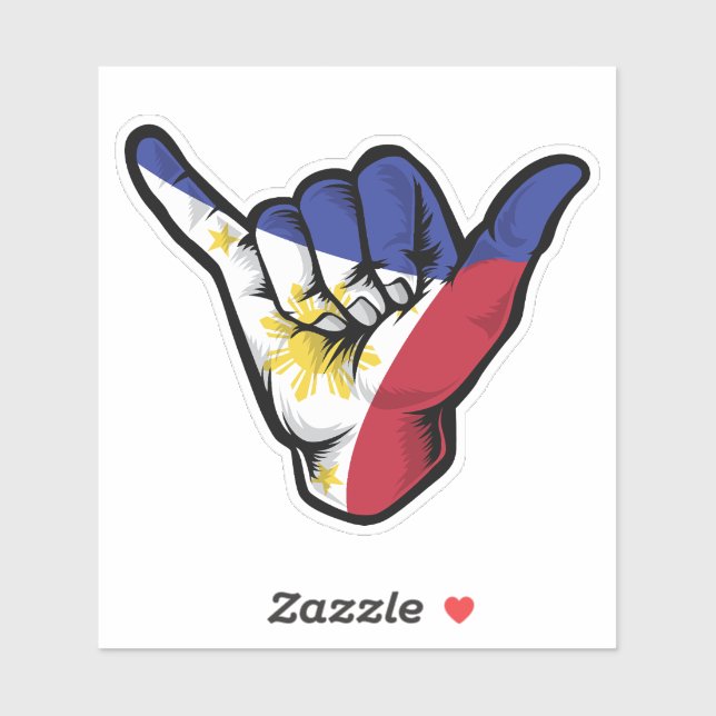 Shaka Hand Philippines Flag Good Vibes Sticker (Blatt)