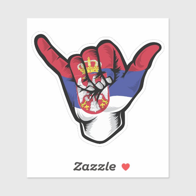 Shaka Hand Serbien Flag Good Vibes Sticker (Blatt)