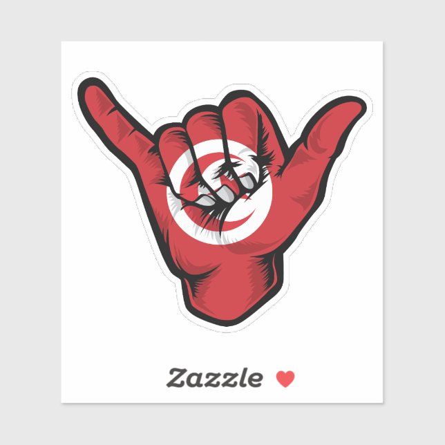 Shaka Hand Tunesische Flag Good Vibes Sticker (Blatt)