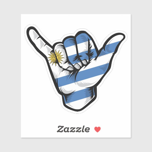 Shaka Hand Uruguay Flag Good Vibes Sticker (Blatt)