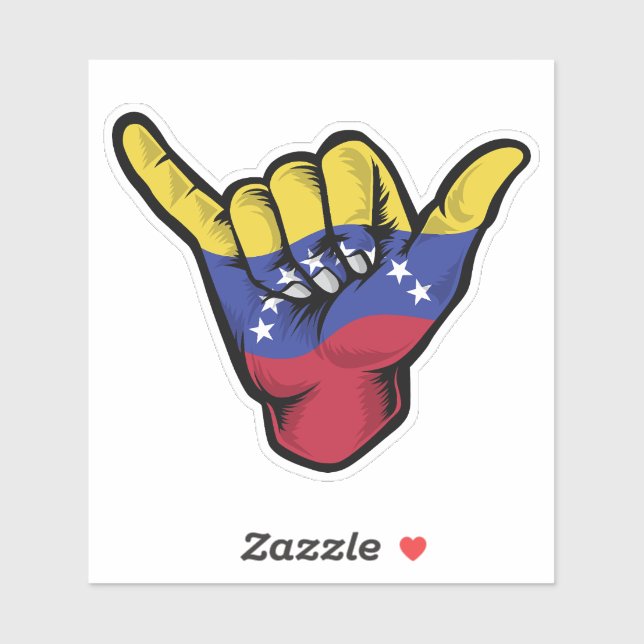 Shaka Hand Venezuela Flag Good Vibes Sticker (Blatt)