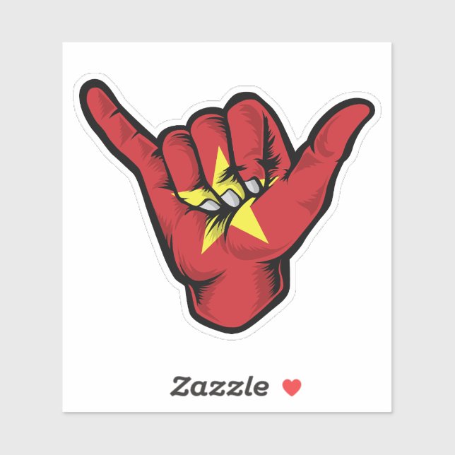 Shaka Hand Vietnam Flag Good Vibes Sticker (Blatt)