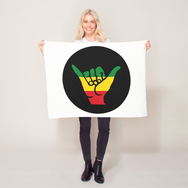 Shaka Hände mit Reggae-Farben Fleecedecke (Beispiel)