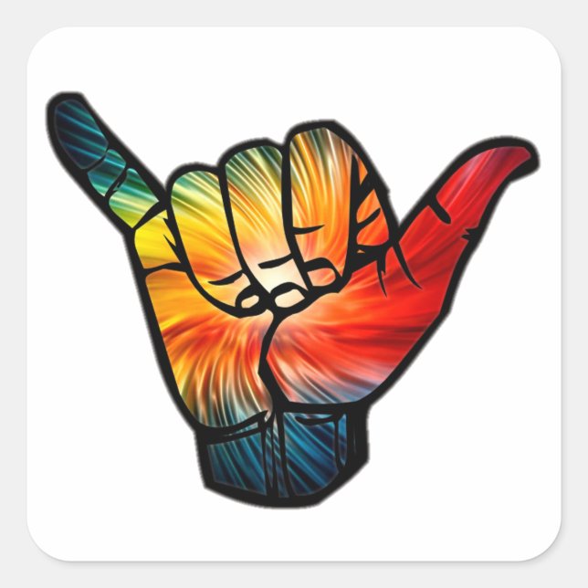 Shaka Rainbow Quadratischer Aufkleber (Vorderseite)