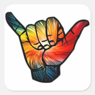 Shaka Regenbogen Quadratischer Aufkleber