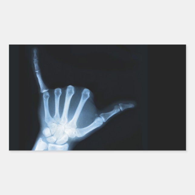 Shaka Sign X-Ray (Hang Loose) Rechteckiger Aufkleber (Vorderseite)