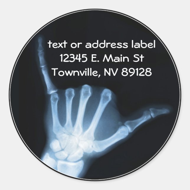 Shaka Sign X-Ray (Hang Loose) Runder Aufkleber (Vorderseite)