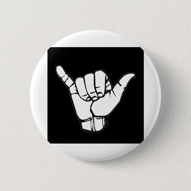 Shaka Zeichenschwarzes Button (Vorderseite)
