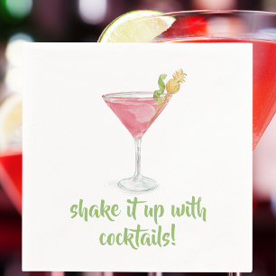 Shake It Up mit Cocktails Wasserfarben Kosmopolit Serviette