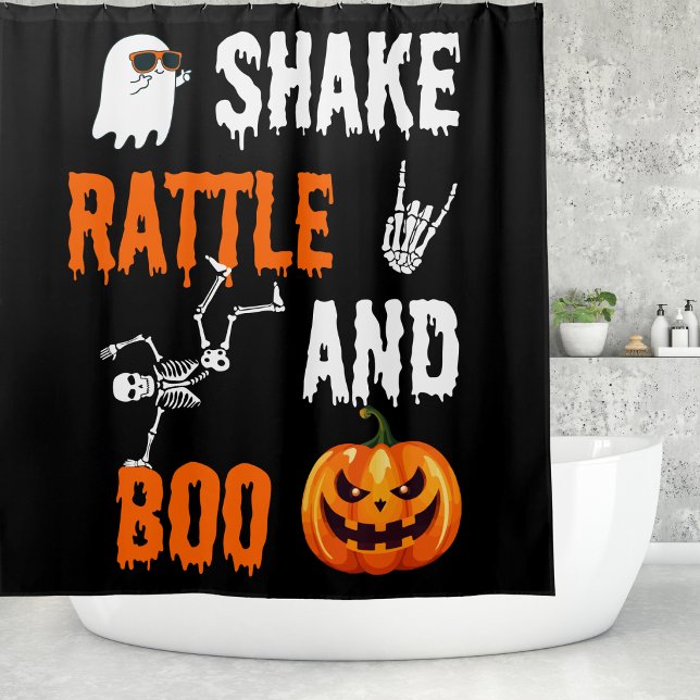 Shake, Rattle, Boo Fun Skeleton Pumpkin, Halloween Duschvorhang (Von Creator hochgeladen)