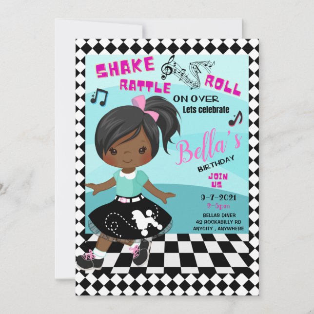 Shake, Rattle, Roll Birthday Einladungskarte (Vorderseite)