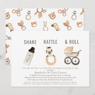 Shake Rattle & Roll Boho Babydusche per Mail Einladung