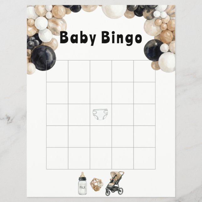 Shake, Rattle, Roll & Luftballonbogen Baby Bingo Flyer (Vorne)