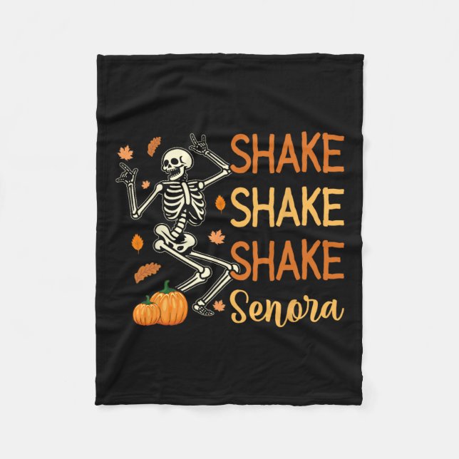 Shake Shake Shake Senora Funny Skeleton Pumpkin Ha Fleecedecke (Vorderseite)