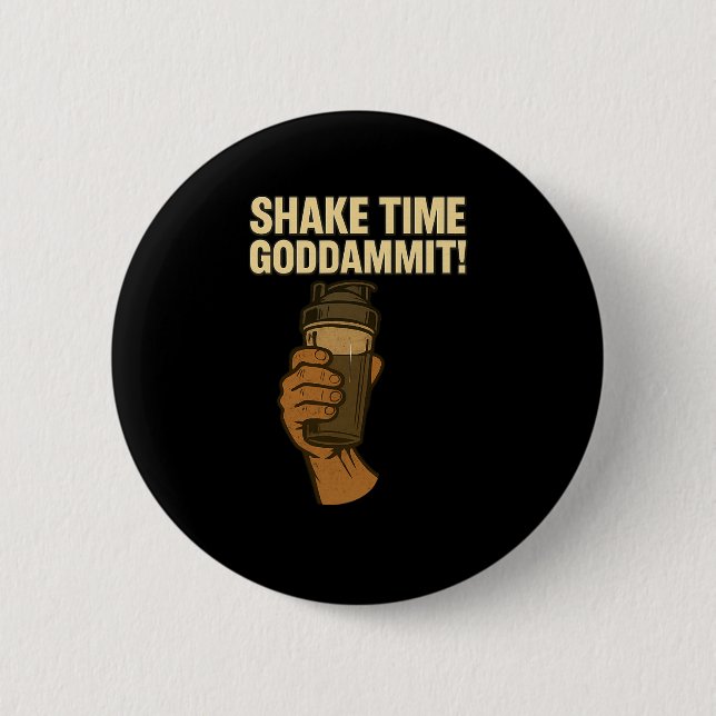 Shake Time - Funny Bodybuilding Gym - Protein Shak Button (Vorderseite)