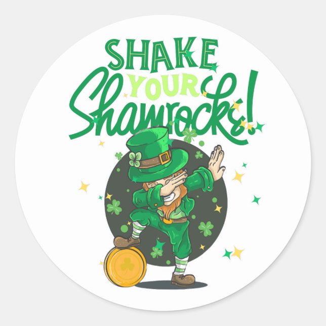 Shake your shamrock, St Patricks day, Slainte Runder Aufkleber (Vorderseite)