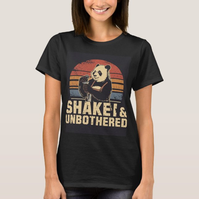 Shaken & Unbothered Panda Bartender Shirt (Vorderseite)