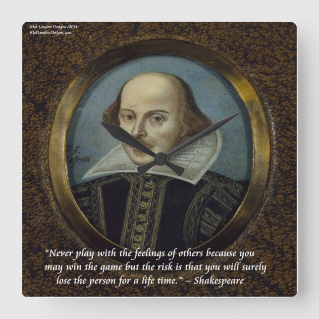 Shakespeare & Berühmte Gefühle Zitronenzeit Quadratische Wanduhr (Vorderseite)