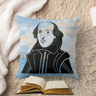 Shakespeare Blue White Gold Watercolor Kissen