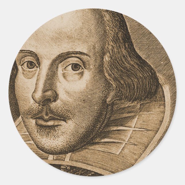 Shakespeare Droeshout Gravings Runder Aufkleber (Vorderseite)