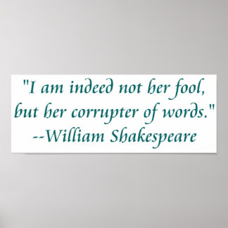 Shakespeare dumme Wörter Poster