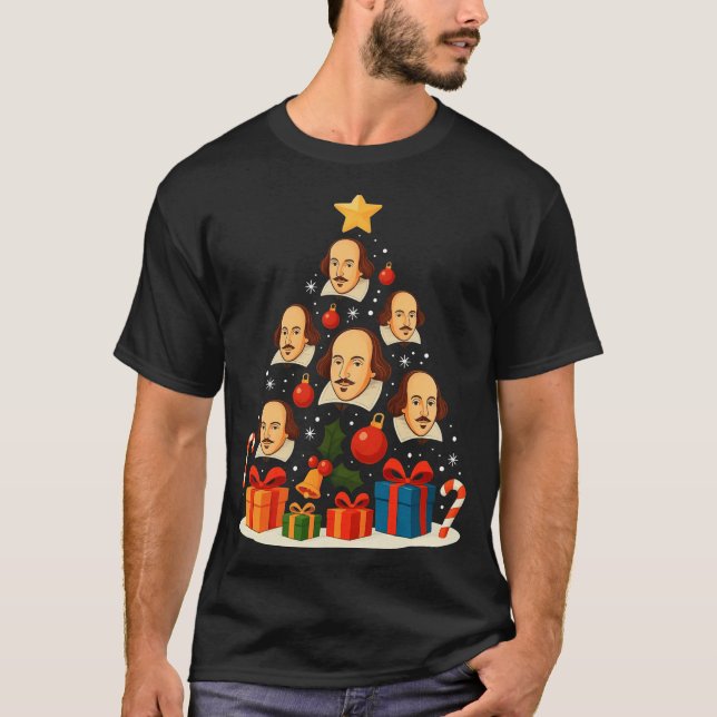 Shakespeare English Literature Christmas Tree Xmas T-Shirt (Vorderseite)