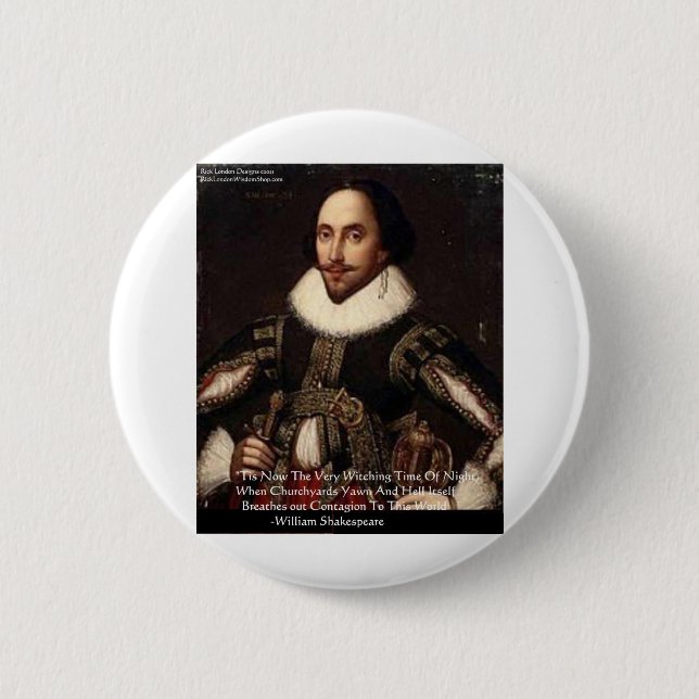 Shakespeare Halloween "Hölle-Ansteckung" Zitatgesc Button (Vorderseite)