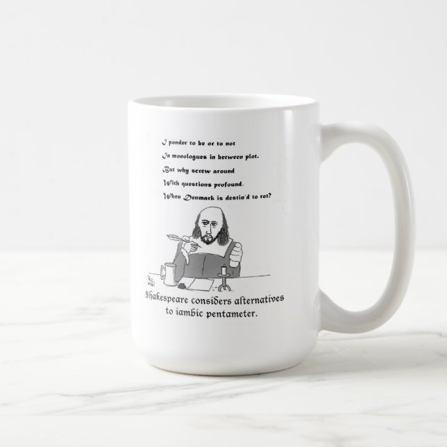 Shakespeare hält den Kalkstein für Kaffeetasse (Rechts)