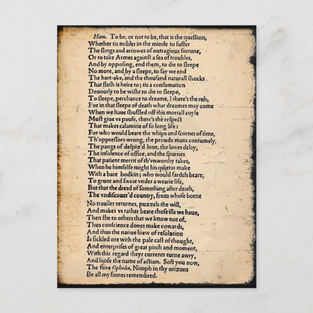 Shakespeare Hamlet Soliloquy Postcard Postkarte (Vorderseite)