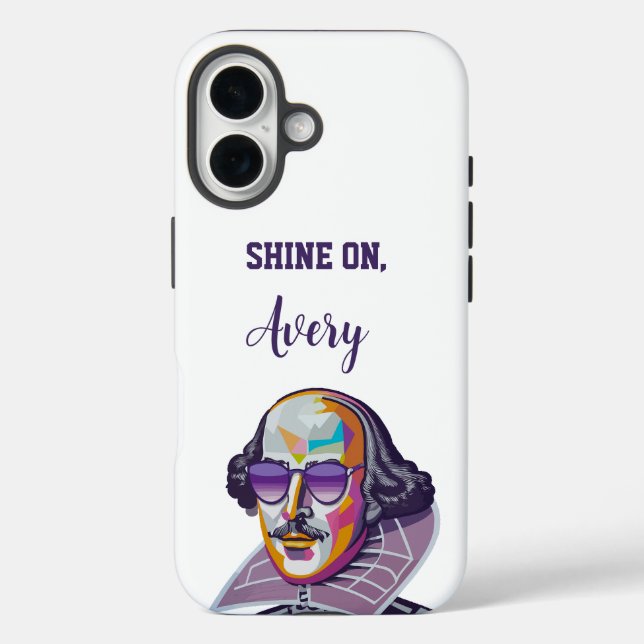 Shakespeare in Shades: Moderne Abbildung iPhone 16 Hülle (Rückseite)