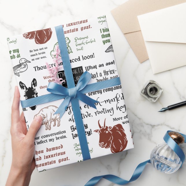 Shakespeare Insult Niedlich Illustriert Sarcastic Geschenkpapier (Schenken)