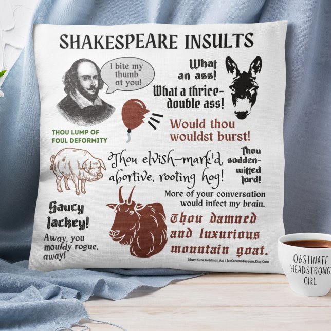 Shakespeare Insults Quotes Boho Funny Terary Kissen (Von Creator hochgeladen)