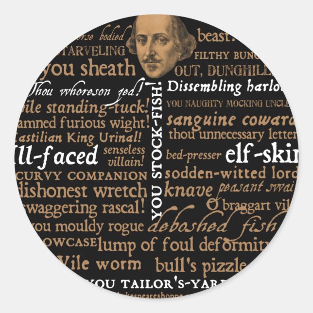 Shakespeare Insultsammlung Runder Aufkleber (Vorderseite)