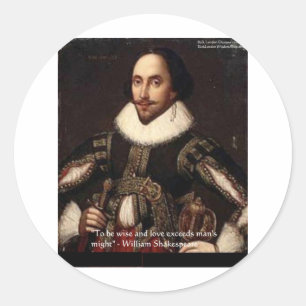 Shakespeare "Liebe/Might" Preisgeschenke & Karten Runder Aufkleber