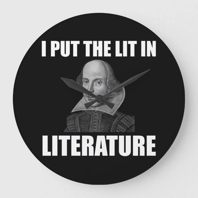 Shakespeare Literatur Fan Funny Funny Große Wanduhr (Vorderseite)
